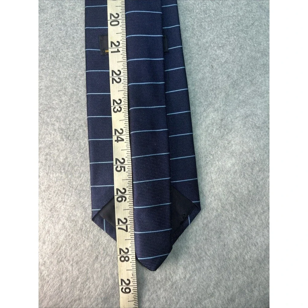 Brooks Brothers Makers Tie Blue With Horizontal Stripes Repp Silk L:57”‎ W:3.5”